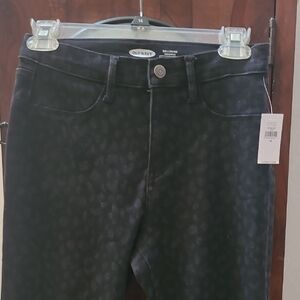 Girls Old Navy Black Leopard Print Ballerina Jeggings Jeans  - Size 16